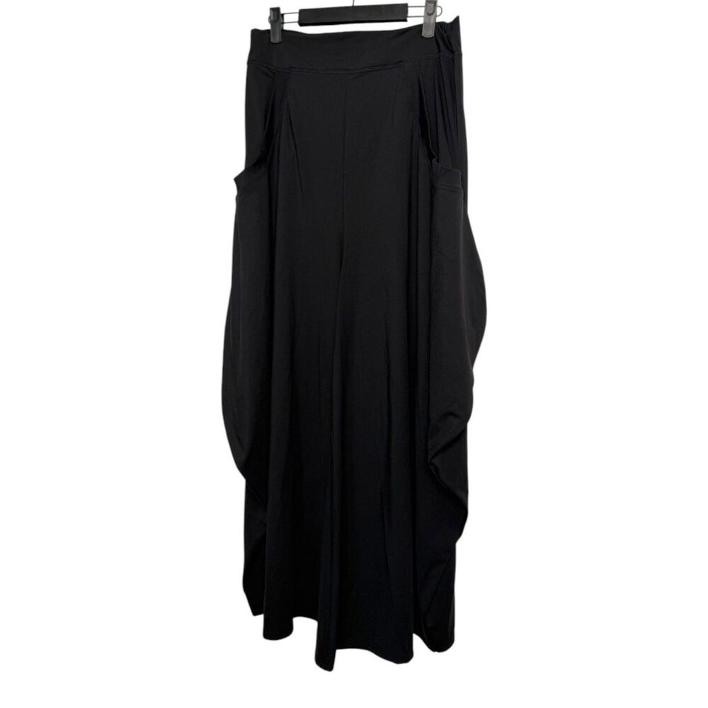Halara Mid Rise Pockets Draped Wide Leg Casual Pants Black Large NEW with Tags - Picture 2 of 7